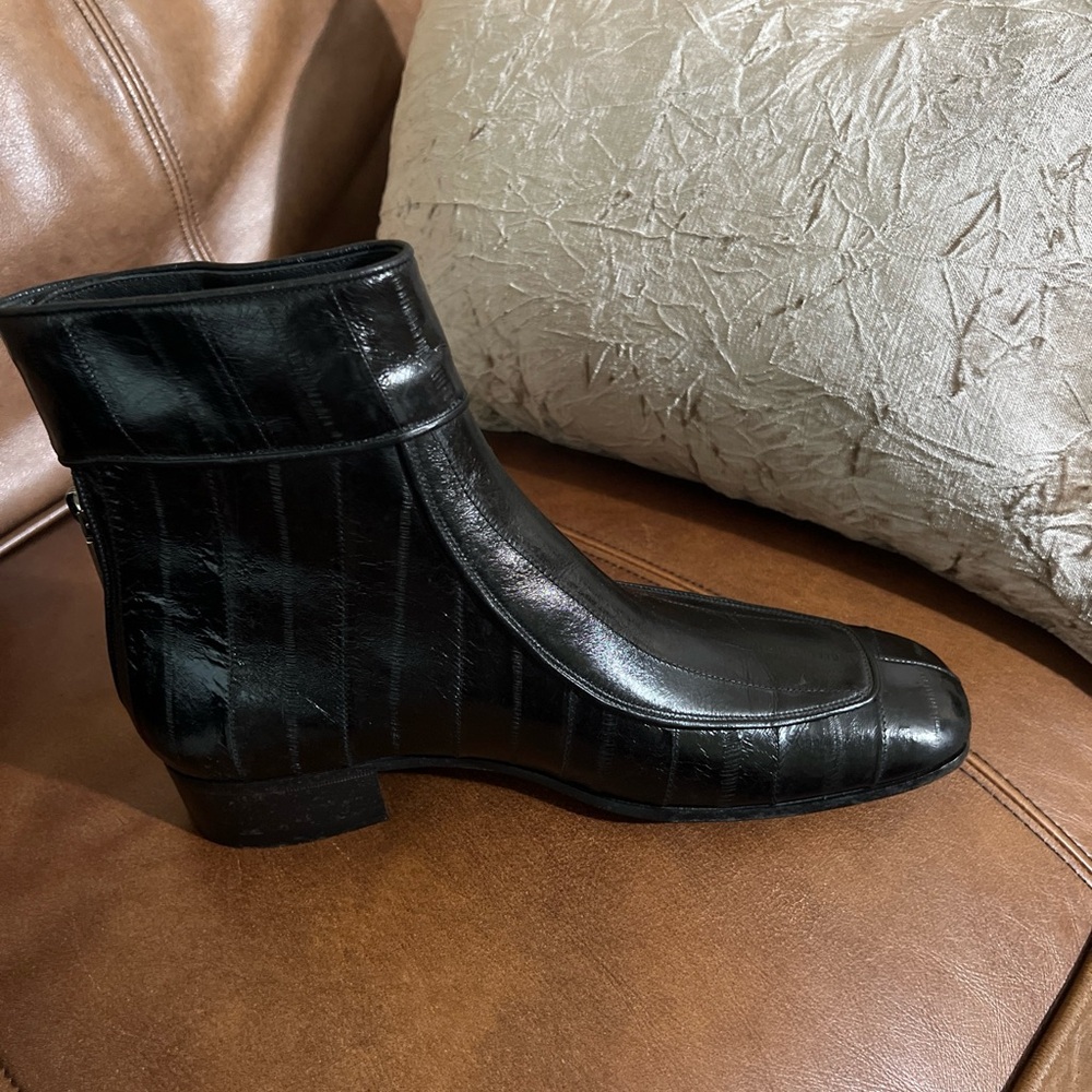 YSL Saint Laurent Miles Eel skin black Leather Boots - Picture 6 of 6